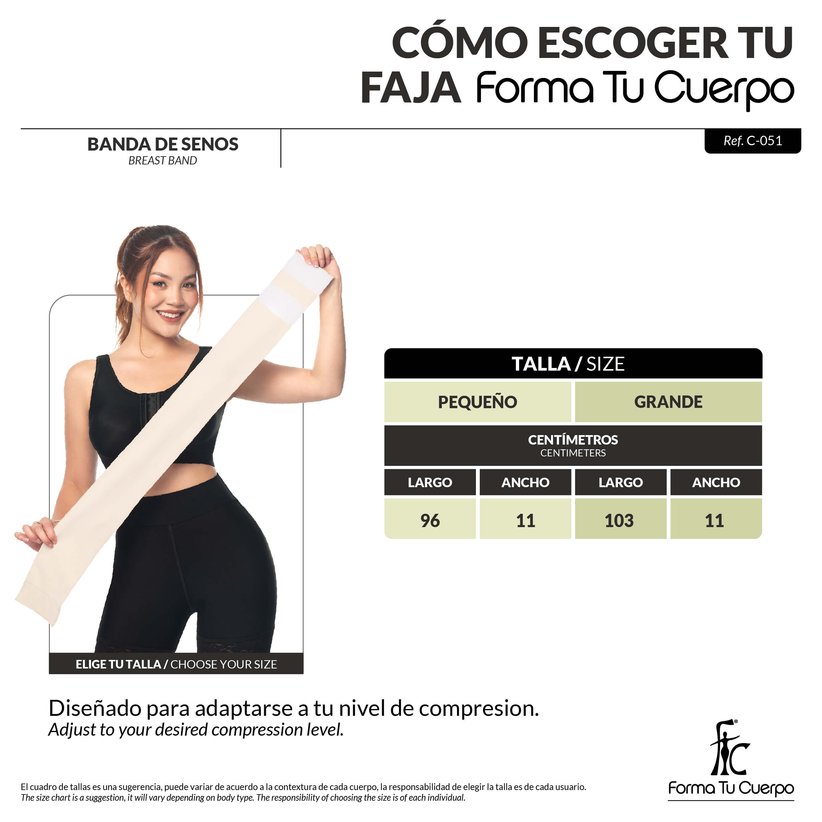 Postoperative breast band: Bust stabilization &amp; recovery (Ref. C-051)