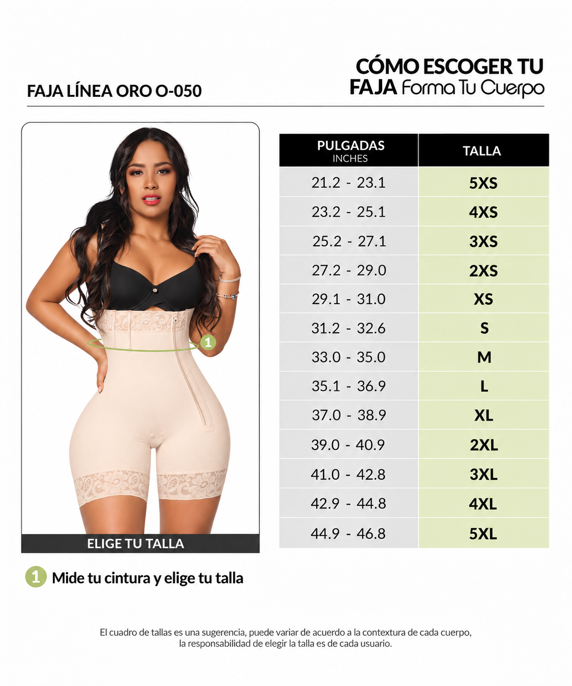 Guía de tallas de este producto