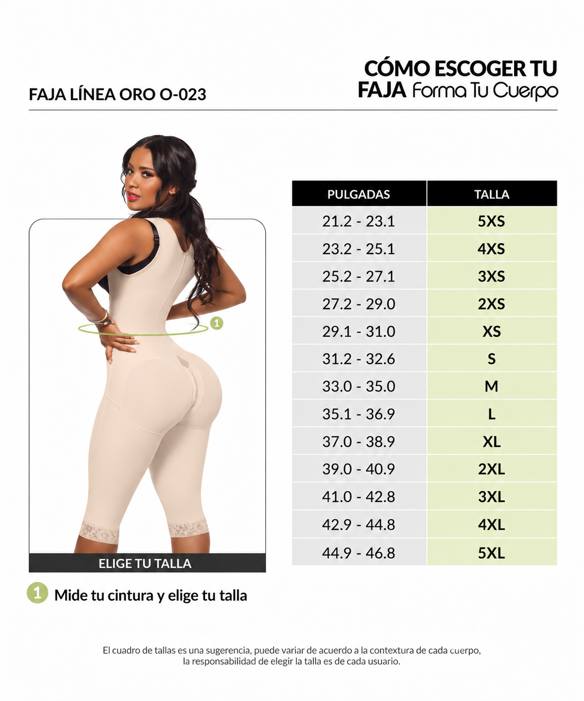 Guía de tallas de este producto