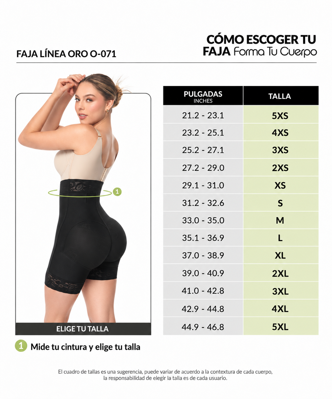 Guía de tallas de este producto