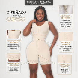 Mid-Leg Girdle with Sleeveless Bra (LUXBBL-093)