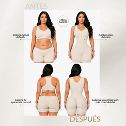 Mid-Leg Girdle with Sleeveless Bra (LUXBBL-093)