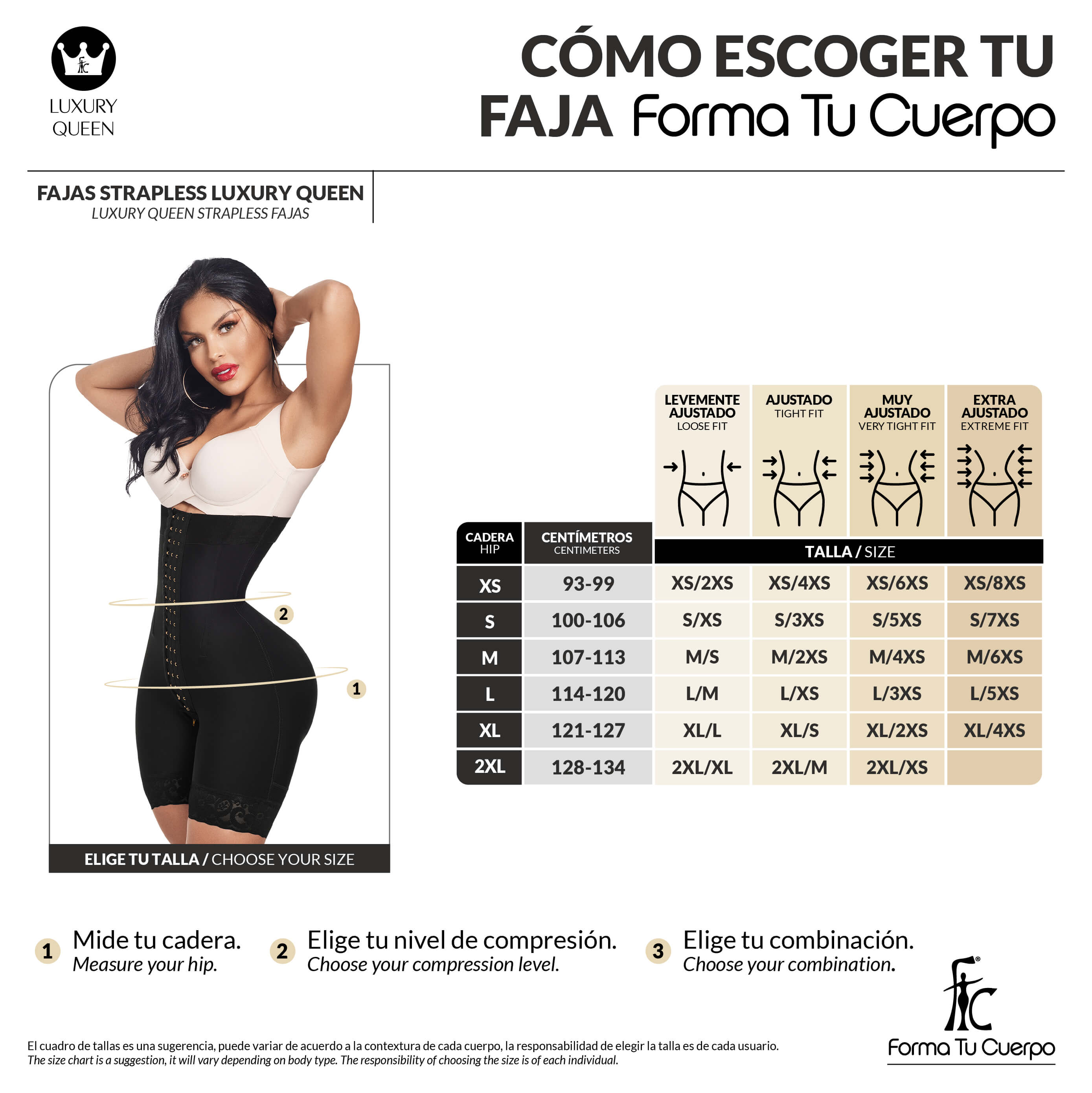 Faja Colombiana Luxury Queen:  Faja con Varillas de Tercera Etapa para Definición de Cintura ( Ref. LUXI-051 / LUXI-251 )