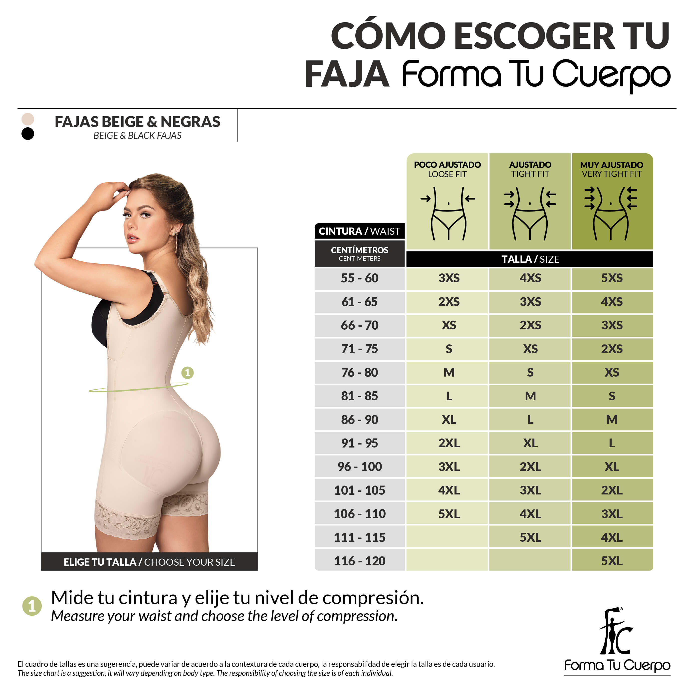 Faja moldeadora control abdomen - media pierna con tiras y cremallera lateral (Ref. O-010 / O-016)