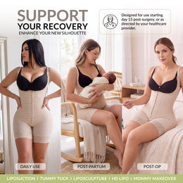 Post-surgical hourglass girdle: Defines waist and enhances buttocks (Ref. O-011 / O-211)