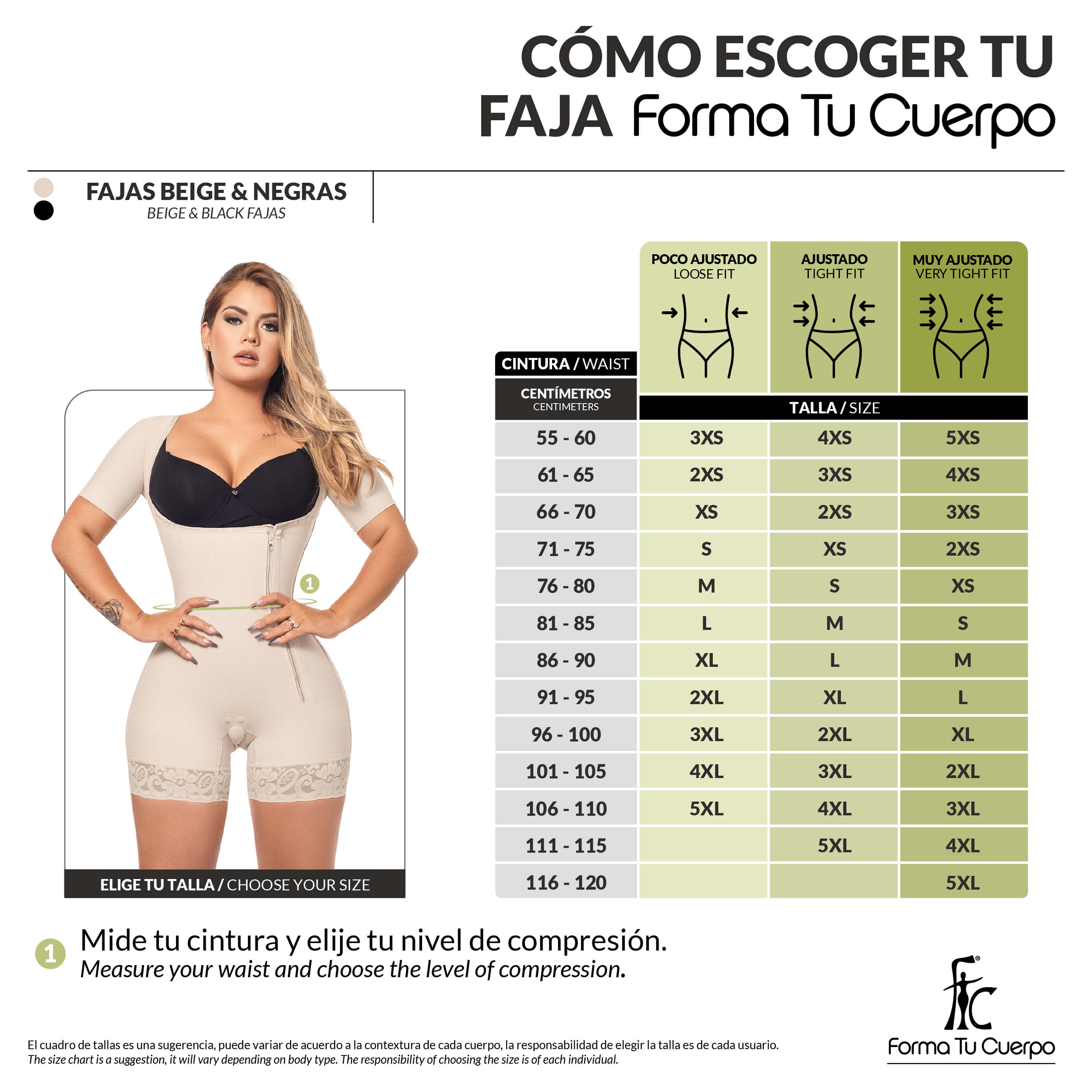 Faja control de abdomen, media pierna con manga corta y cremallera lateral ( Ref. O-014 / O-017 )