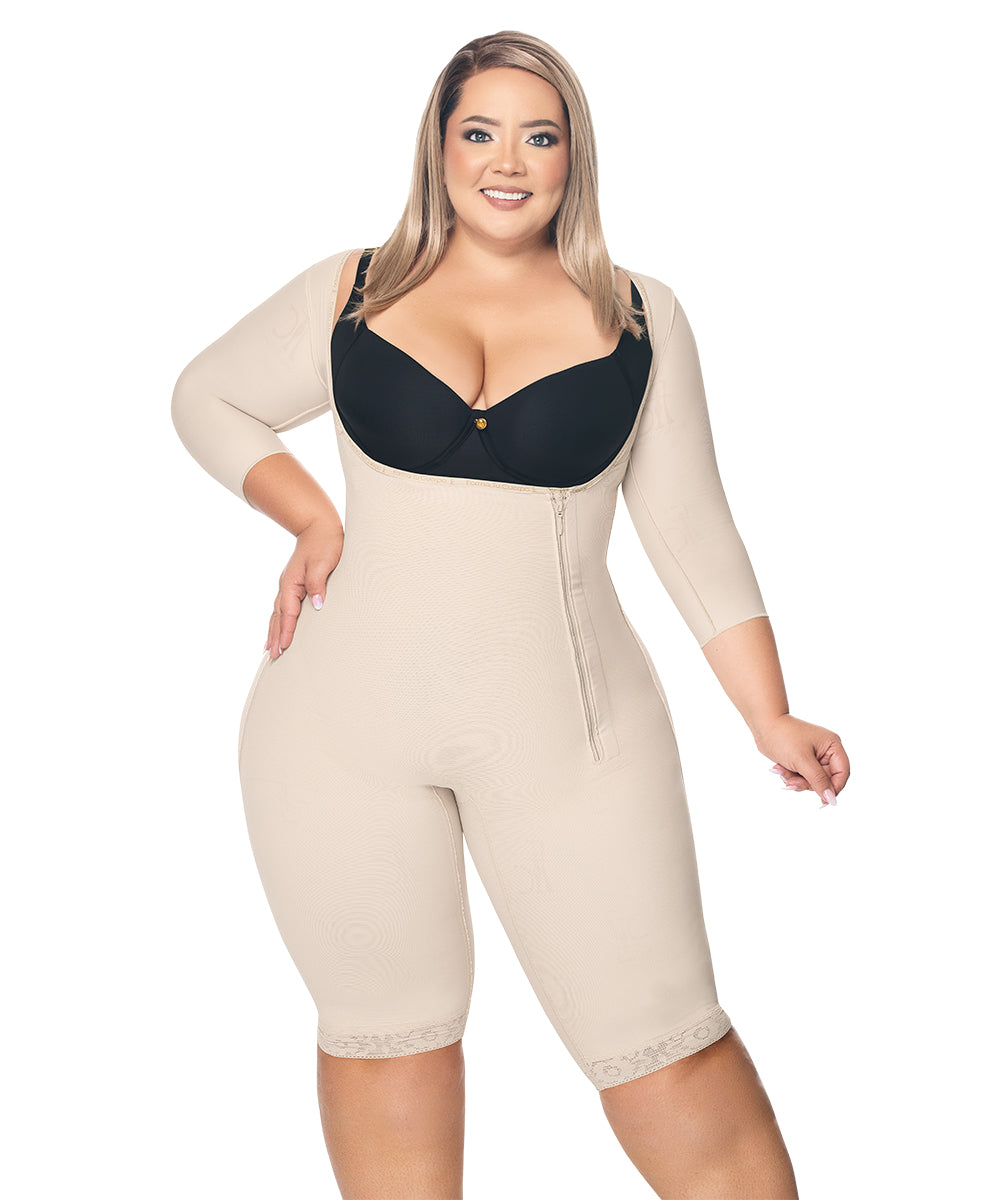Colombian girdle with short sleeves: Upper body support &amp; waist shaping (Ref. O-024)