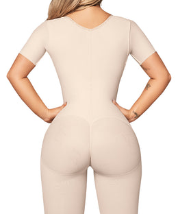 Faja moldeadora con manga corta hasta la rodilla y  cremallera lateral ( Ref. O-024 )