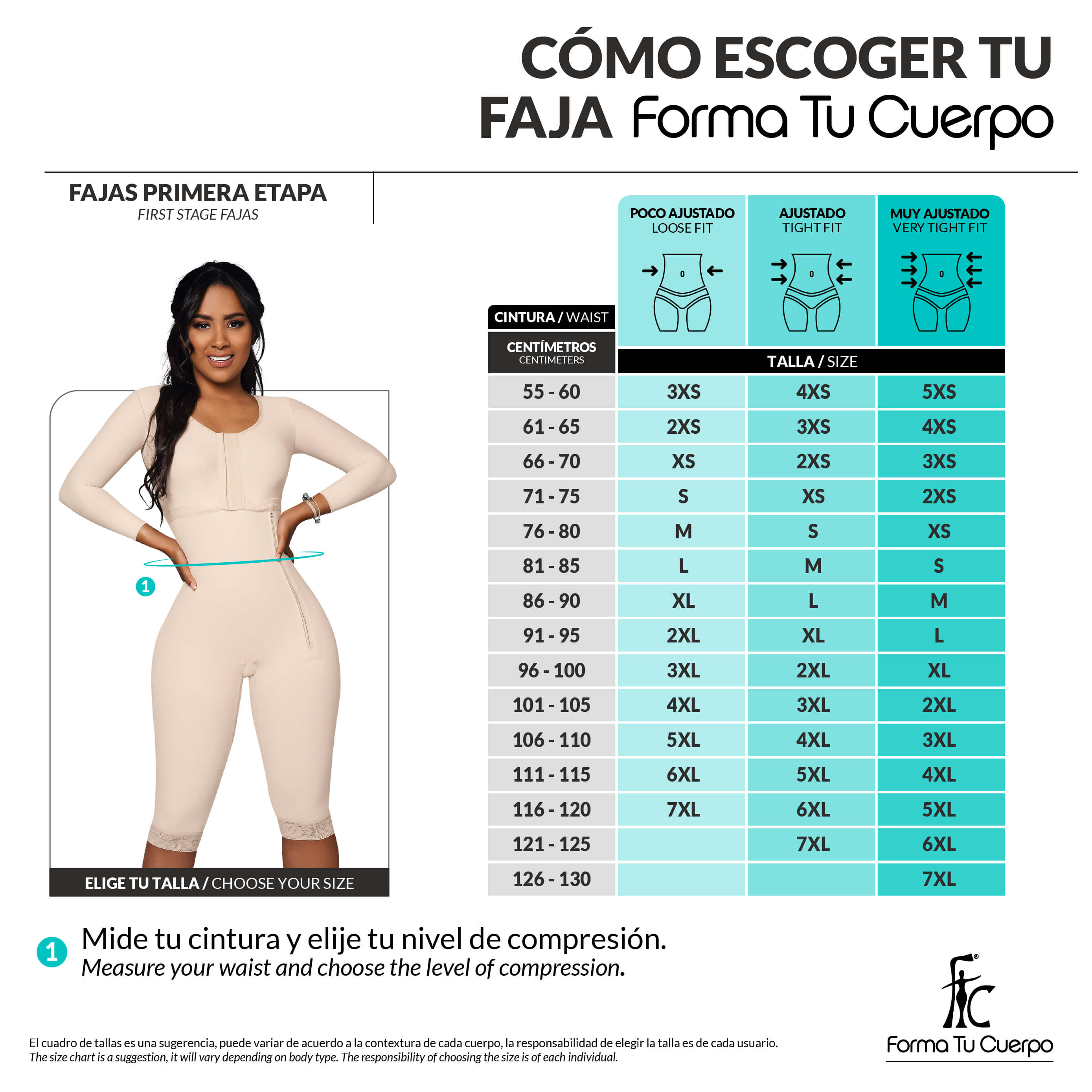Faja postquirúrgica cuerpo completo: Moldeado torso a piernas: Ideal 'para uso diario y postparto ( Ref. O-102 )