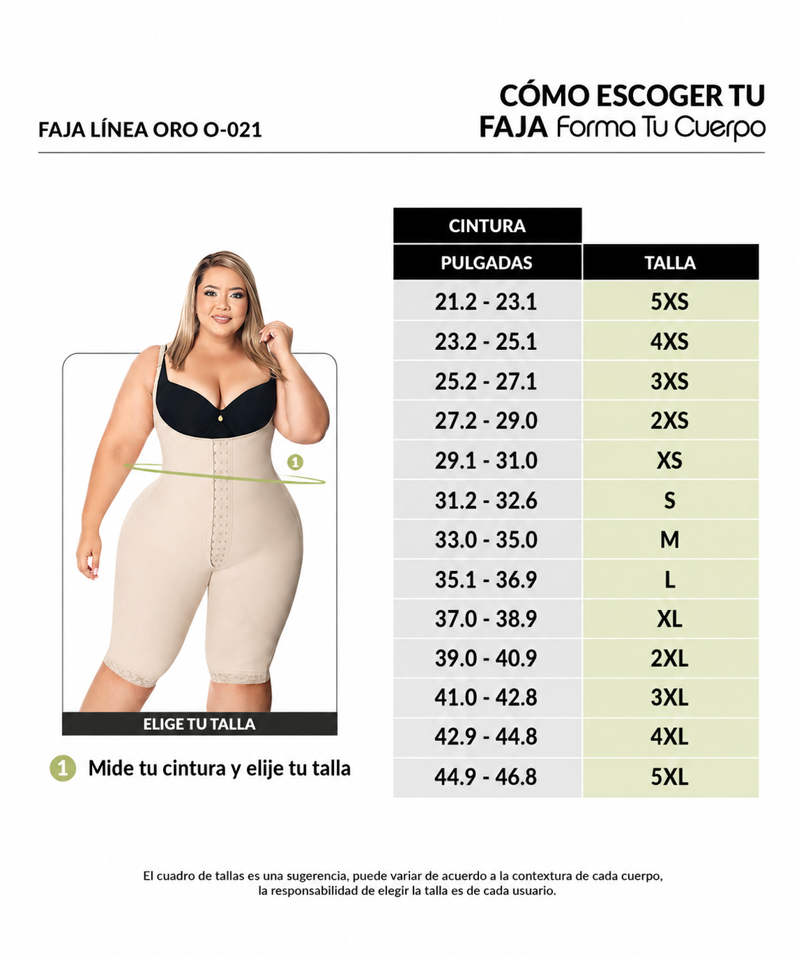 Guía de tallas de este producto