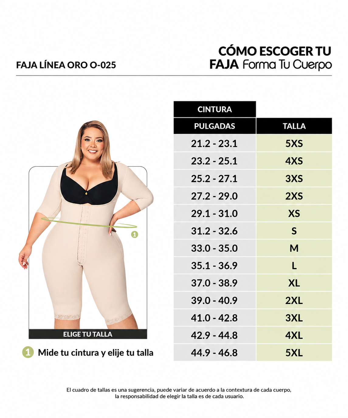 Guía de tallas de este producto