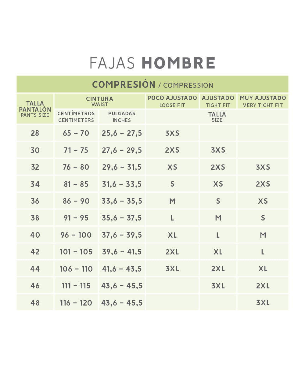 Guía de tallas de este producto